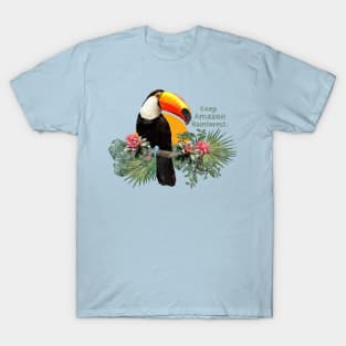 Polygonal art of toucan bird with keep amazon rainforest wording. T-Shirt